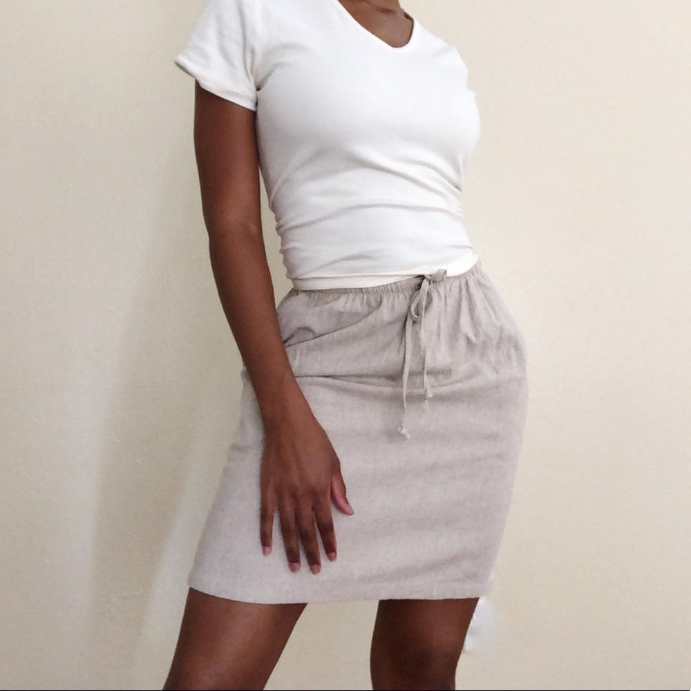Vintage Light Brown Linen Skirt